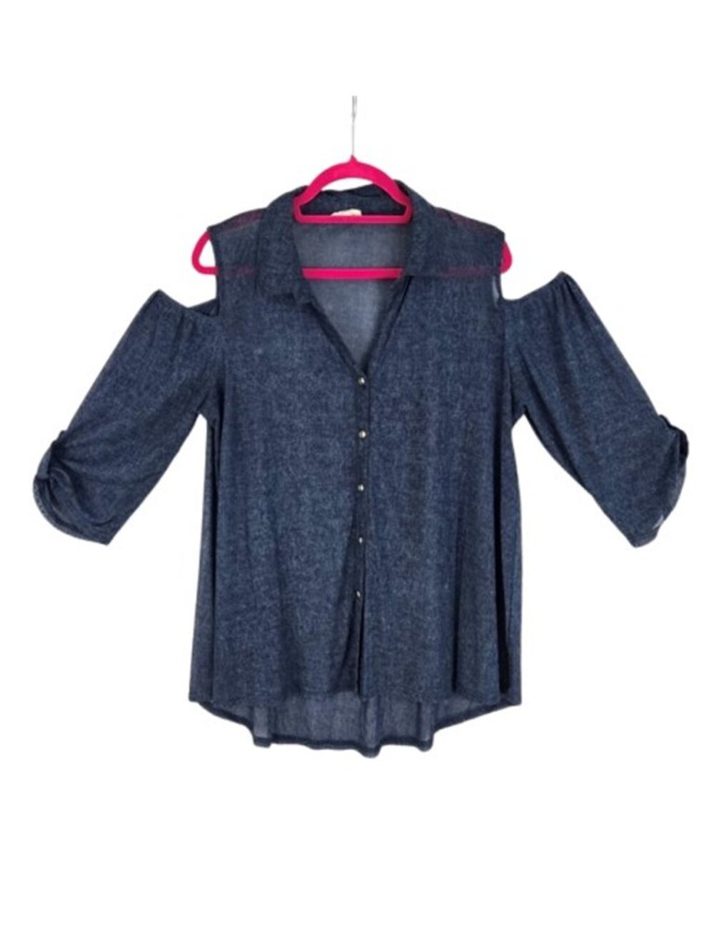 Ember Women’s Cold Shoulder Button Front Blouse Sheer Lightweight Size XL